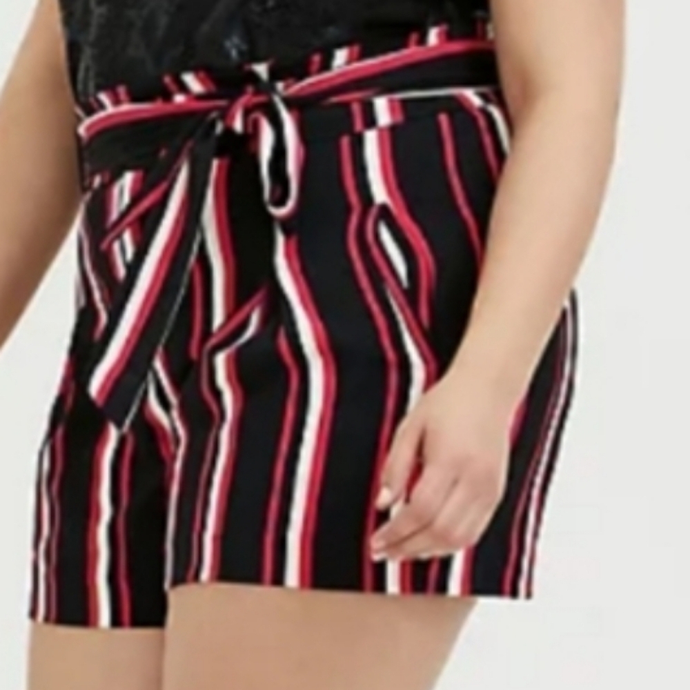 Torrid Girly Summer Colorful Plus Size 20 Striped Crepe Shorts